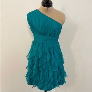 Tibi Green One-Shoulder Cocktail Dress